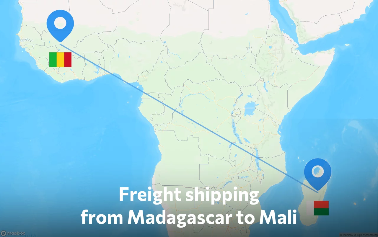 Shipping route from Madagascar to Mali