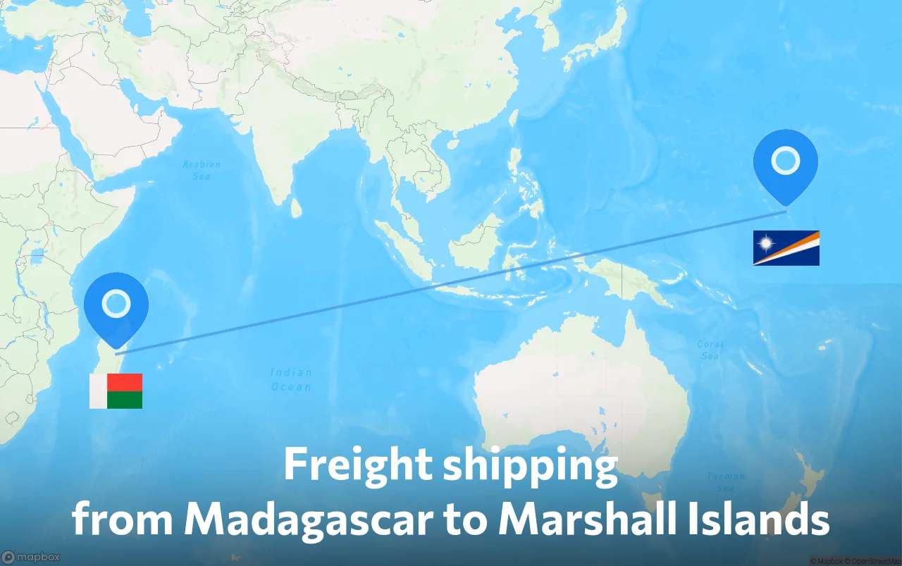 Shipping route from Madagascar to Marshall Islands