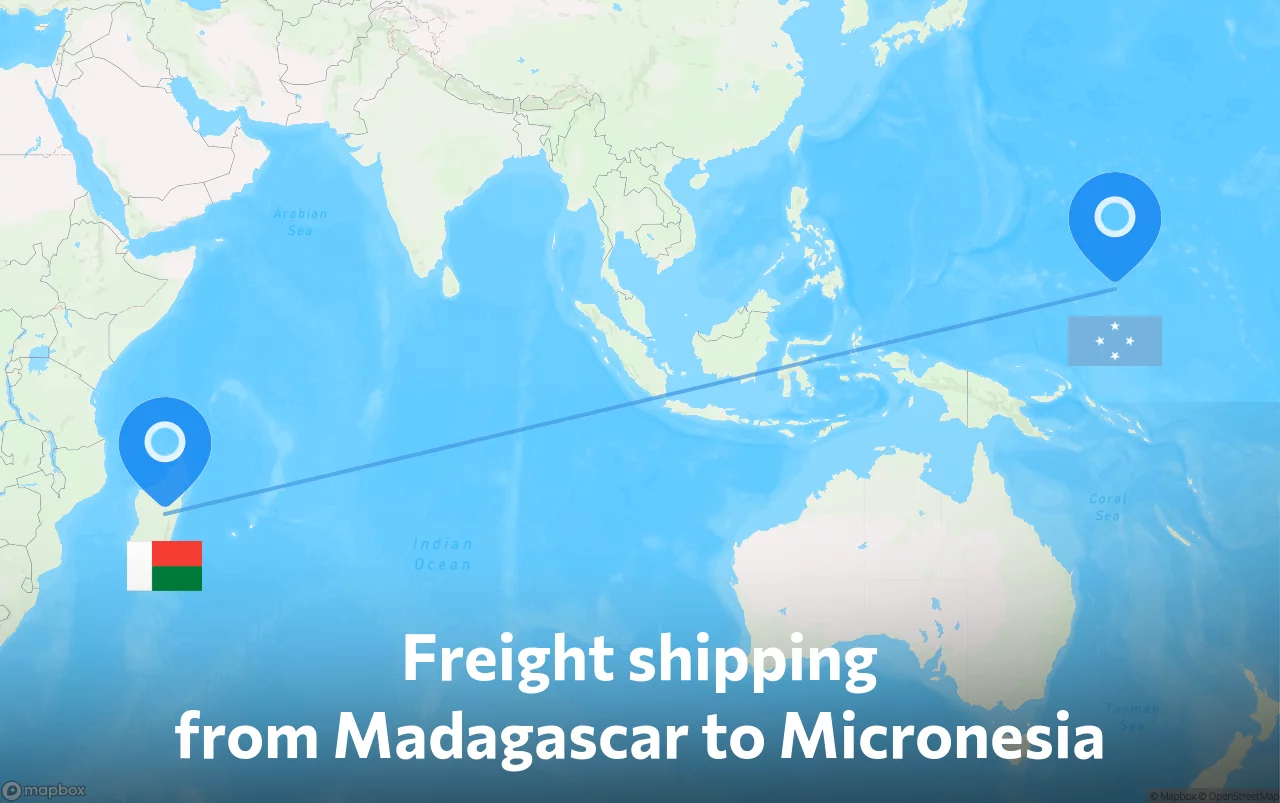 Shipping route from Madagascar to Micronesia