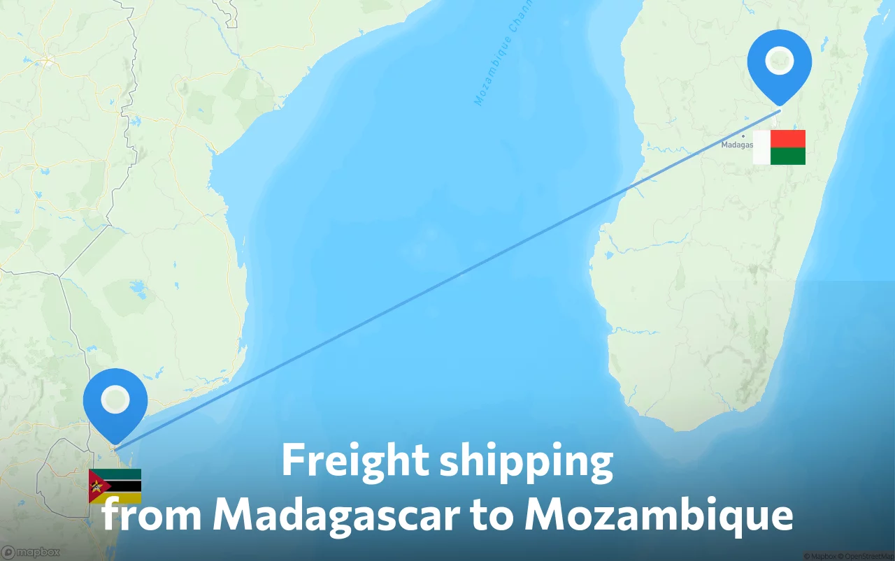 Shipping route from Madagascar to Mozambique