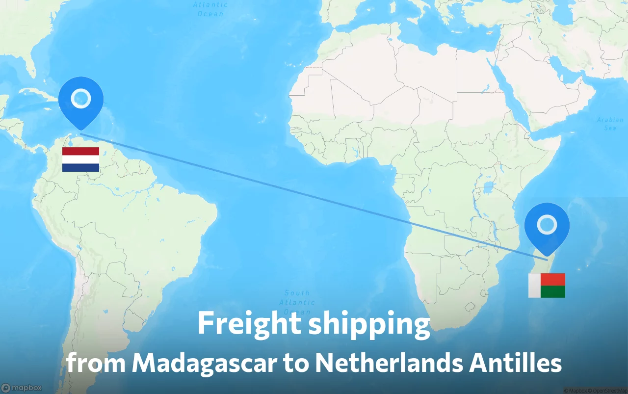 Shipping route from Madagascar to Netherlands Antilles