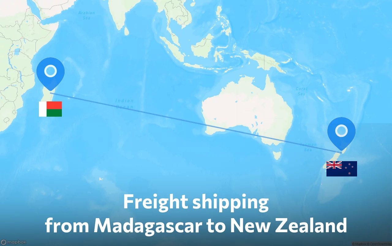 Shipping route from Madagascar to New Zealand