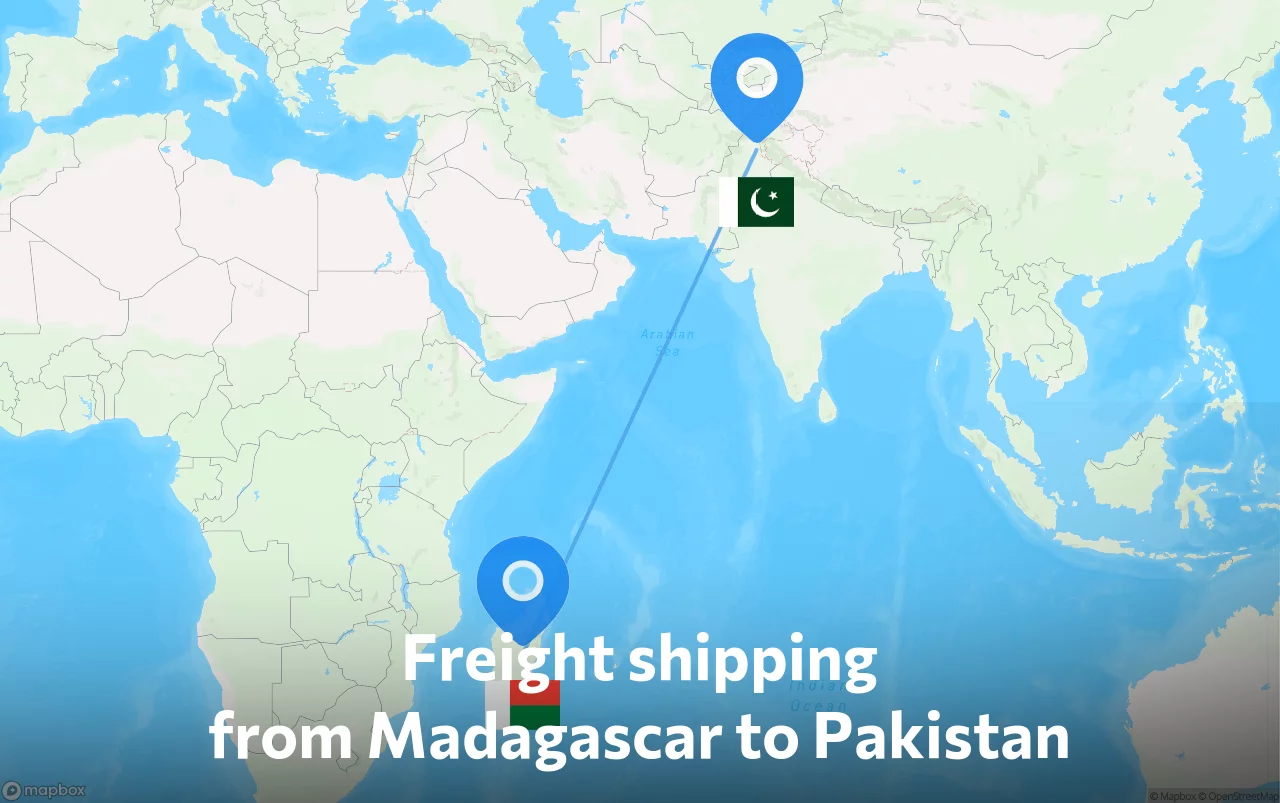 Shipping route from Madagascar to Pakistan