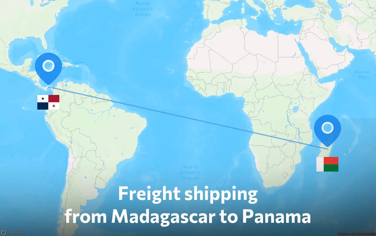 Shipping route from Madagascar to Panama