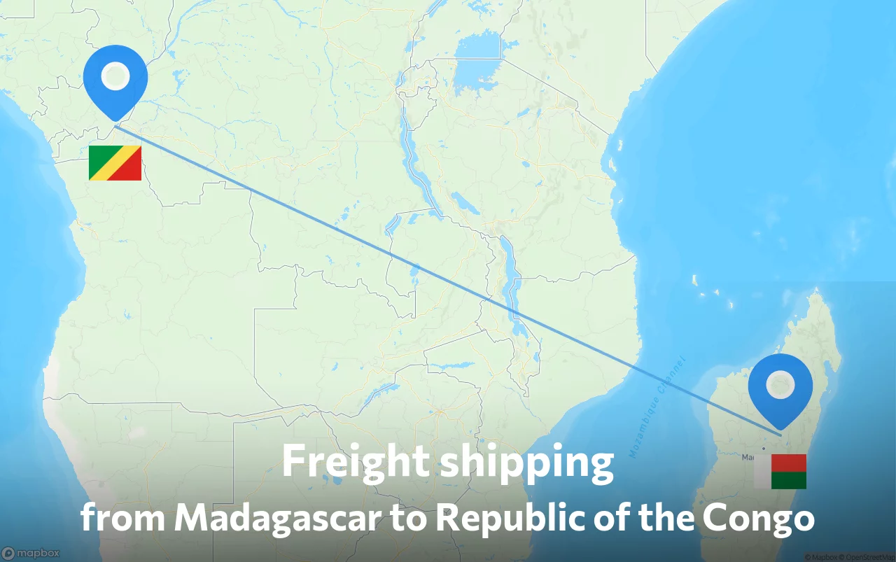 Shipping route from Madagascar to Republic of the Congo