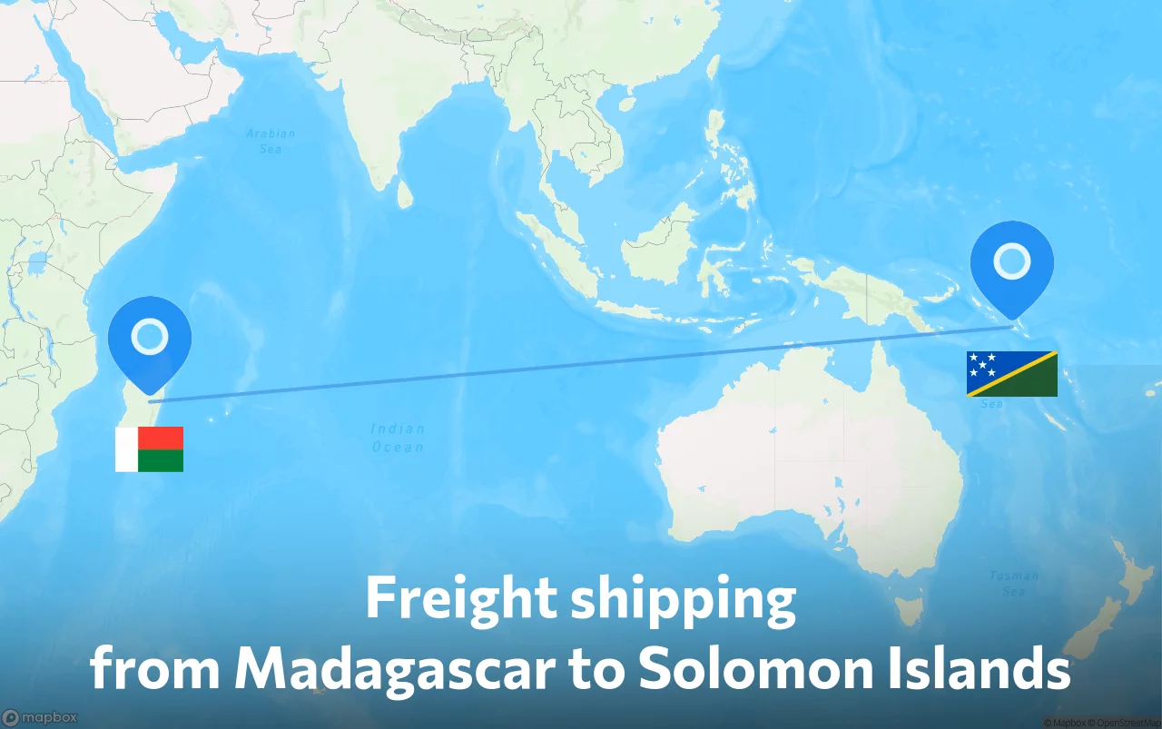 Shipping route from Madagascar to Solomon Islands