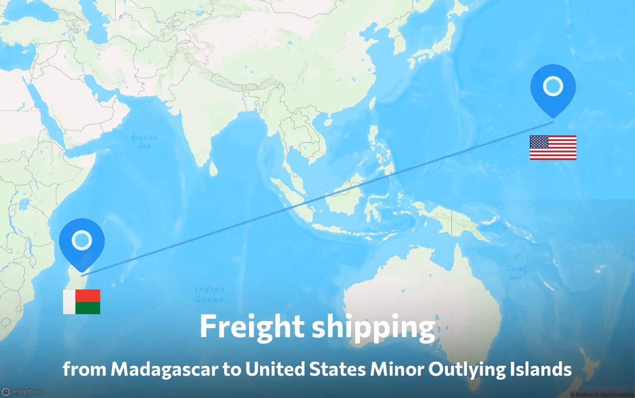 Shipping route from Madagascar to United States Minor Outlying Islands