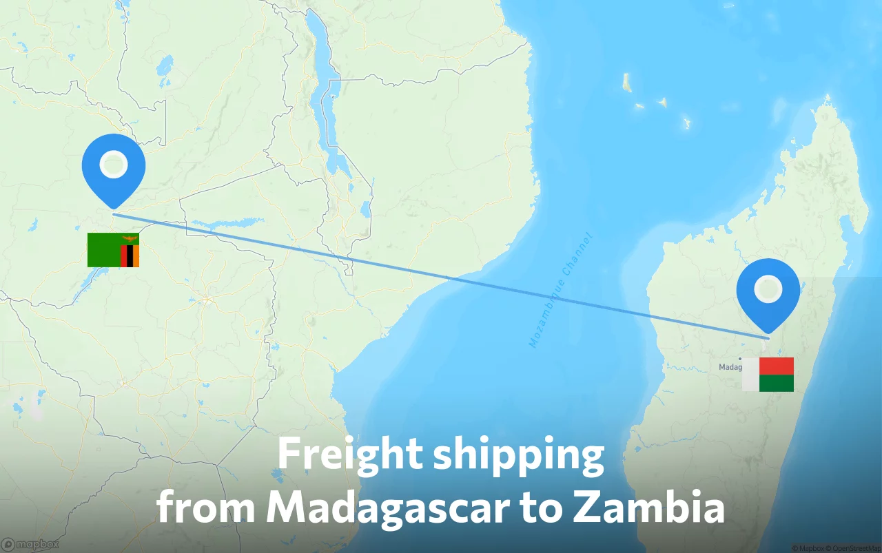 Shipping route from Madagascar to Zambia