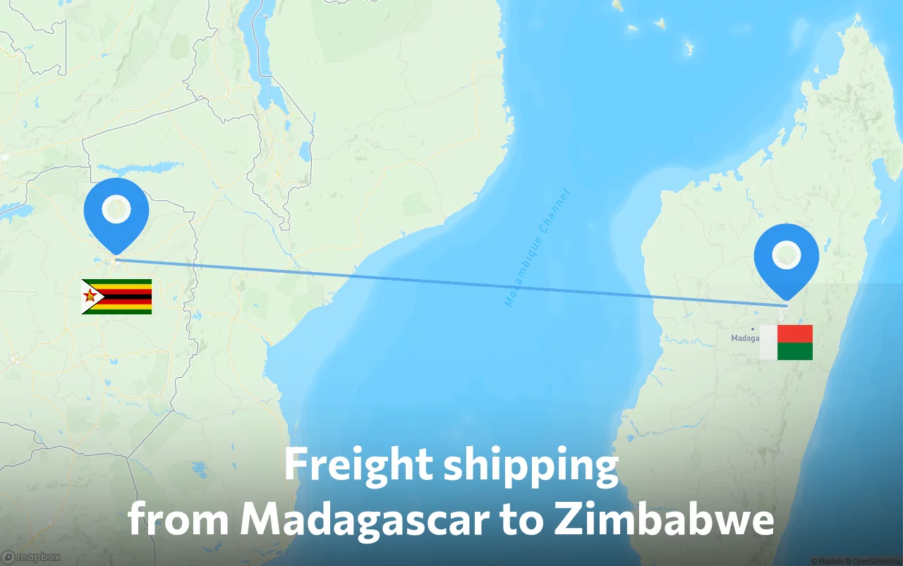 Shipping route from Madagascar to Zimbabwe
