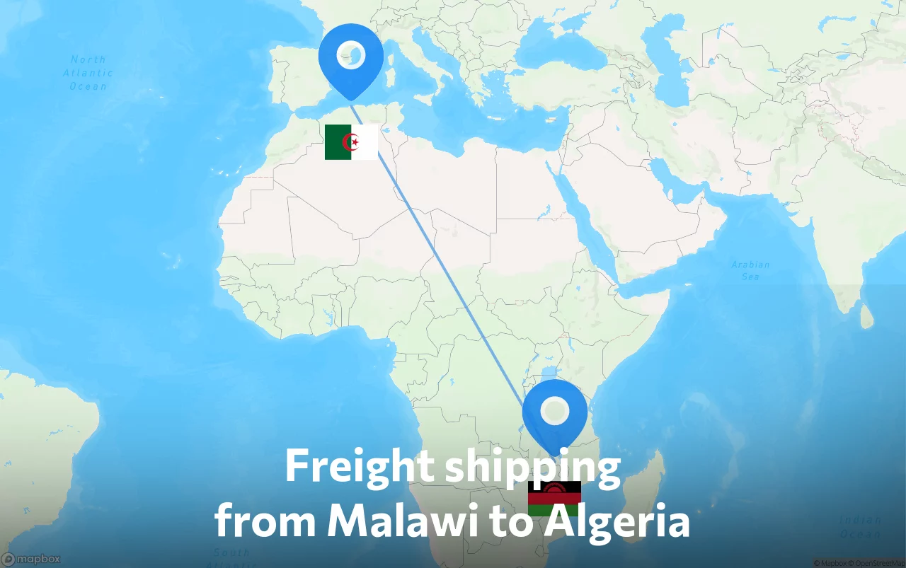 Shipping route from Malawi to Algeria