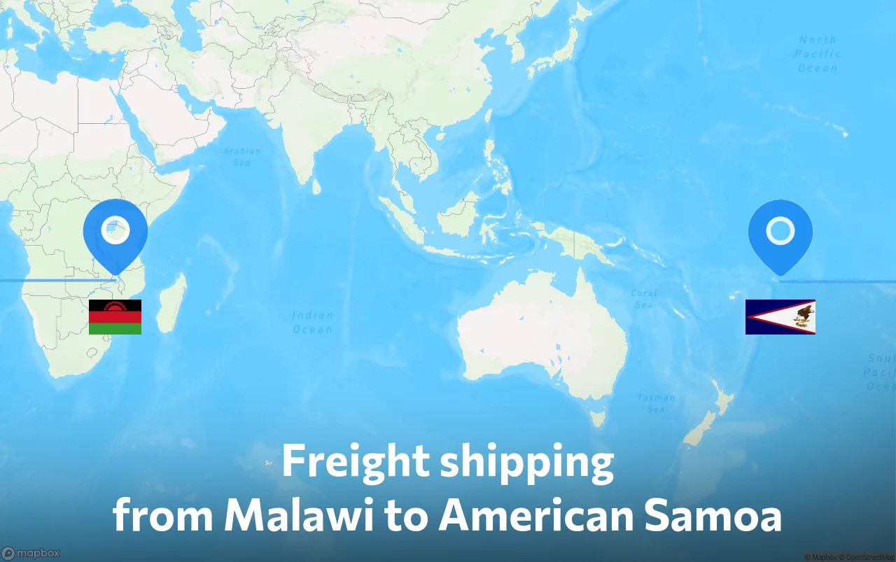 Shipping route from Malawi to American Samoa