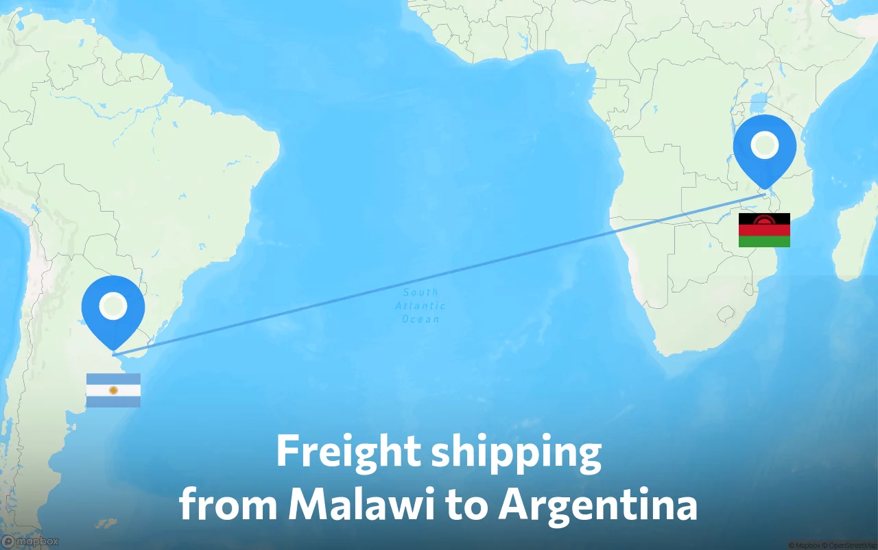Shipping route from Malawi to Argentina