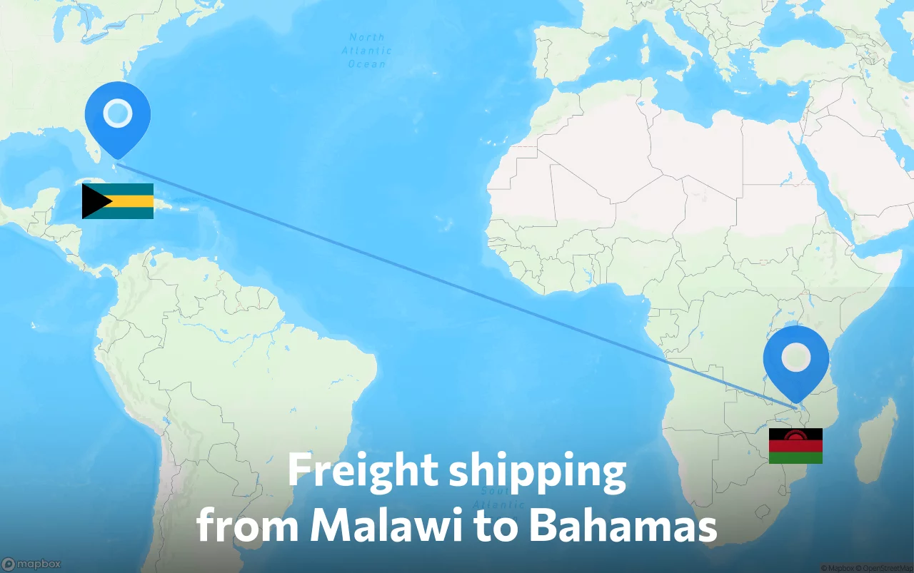 Shipping route from Malawi to Bahamas