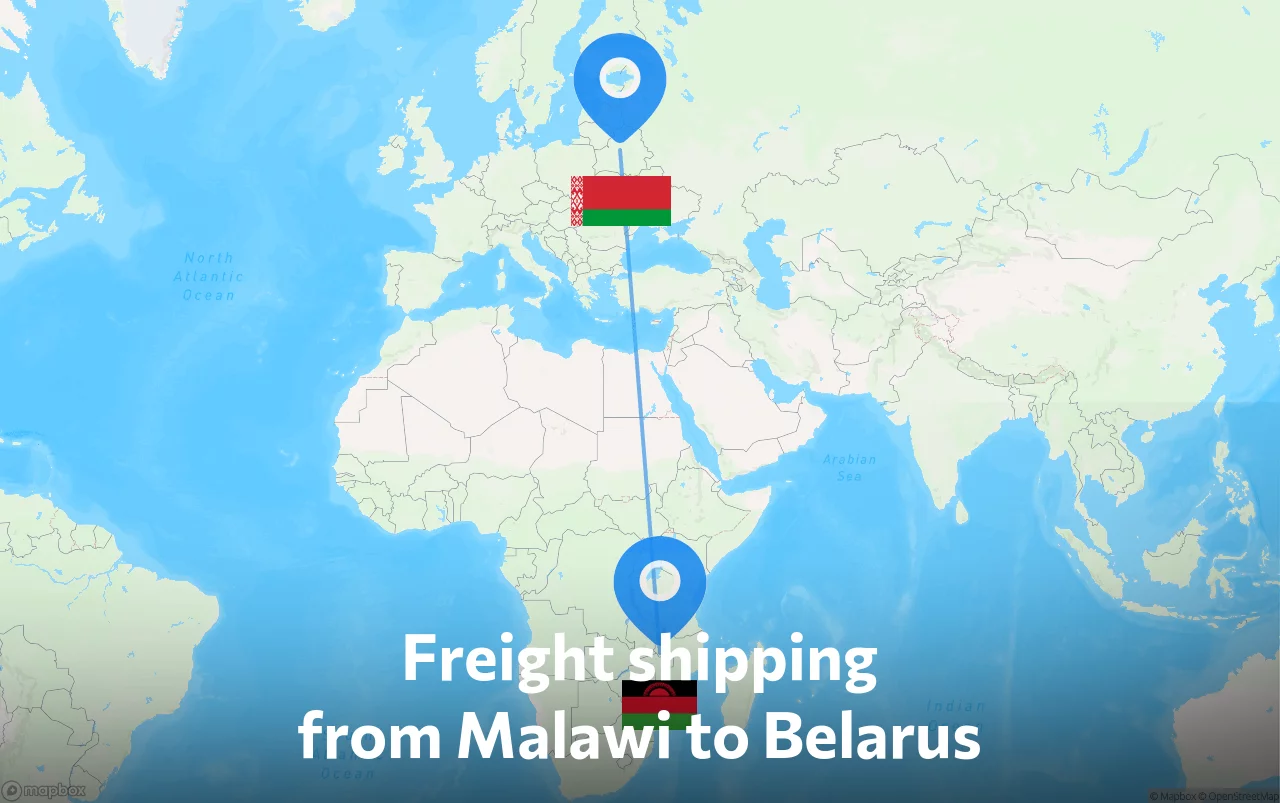 Shipping route from Malawi to Belarus