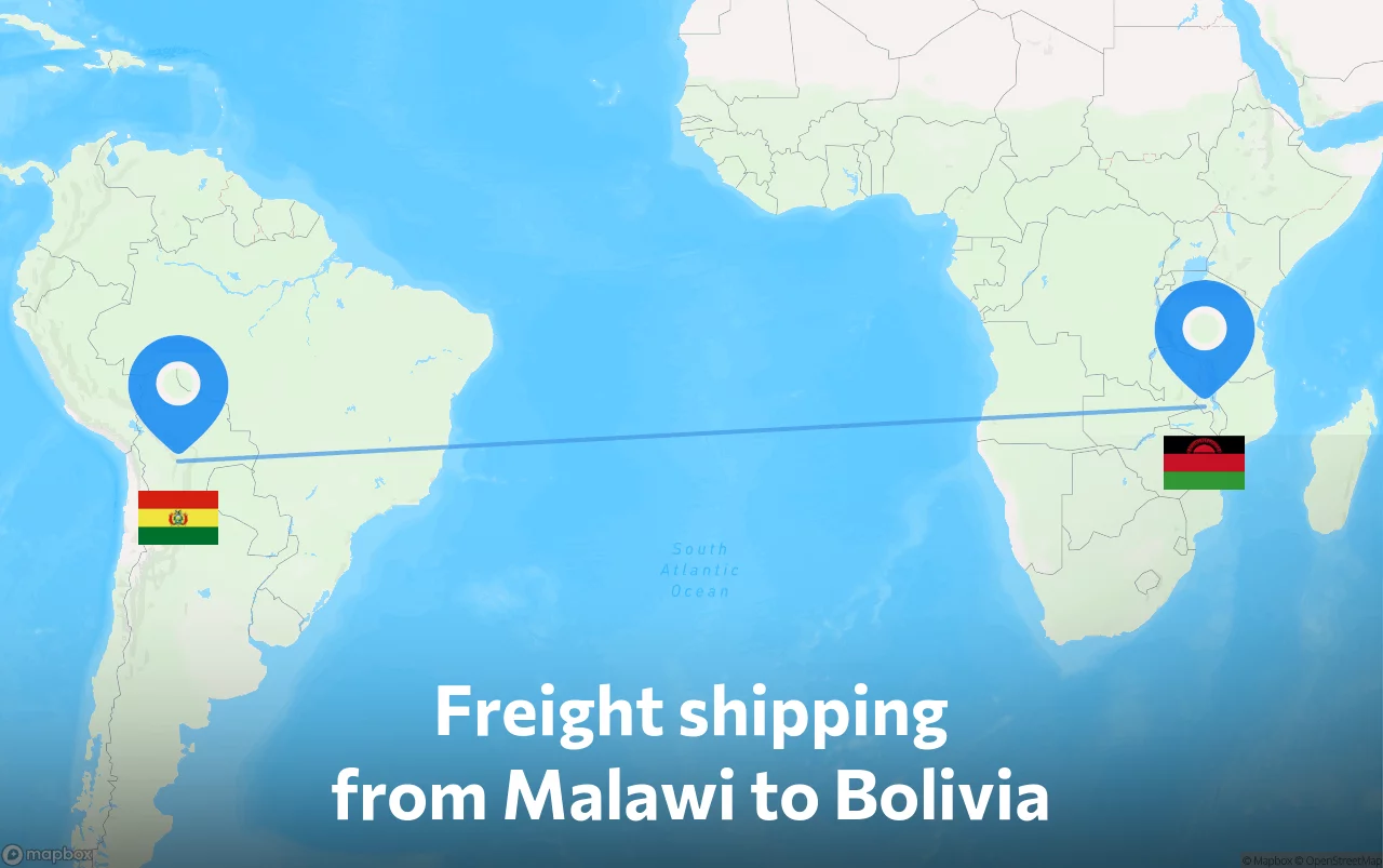 Shipping route from Malawi to Bolivia
