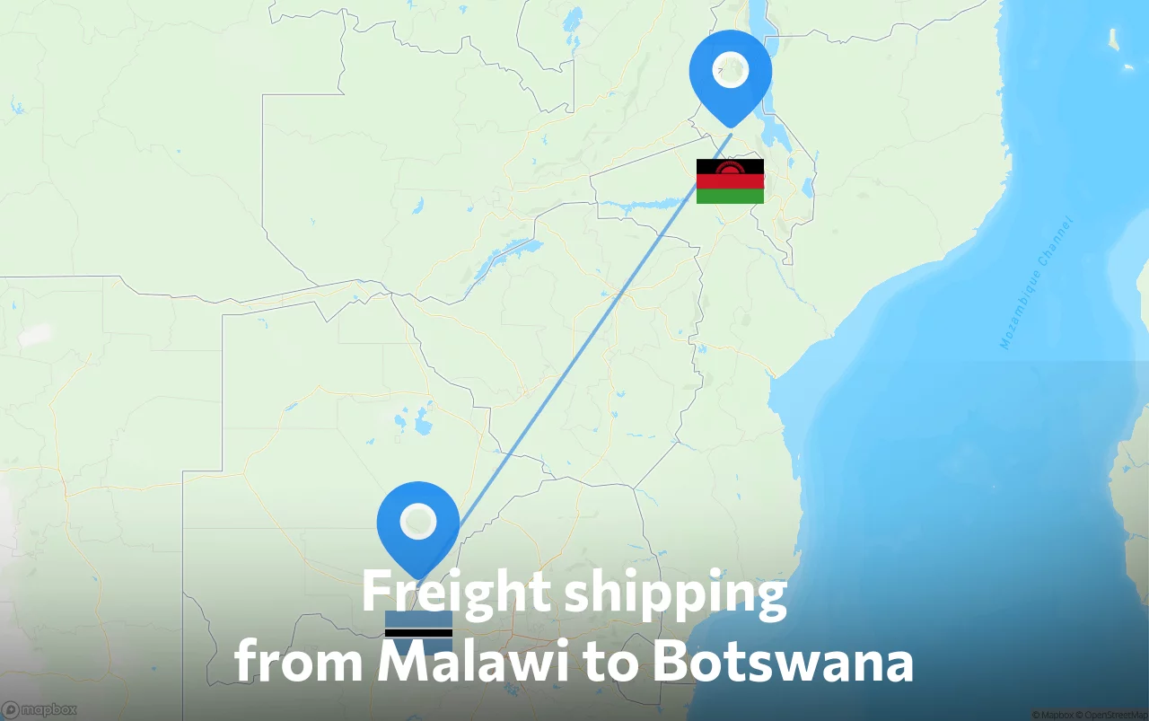 Shipping route from Malawi to Botswana