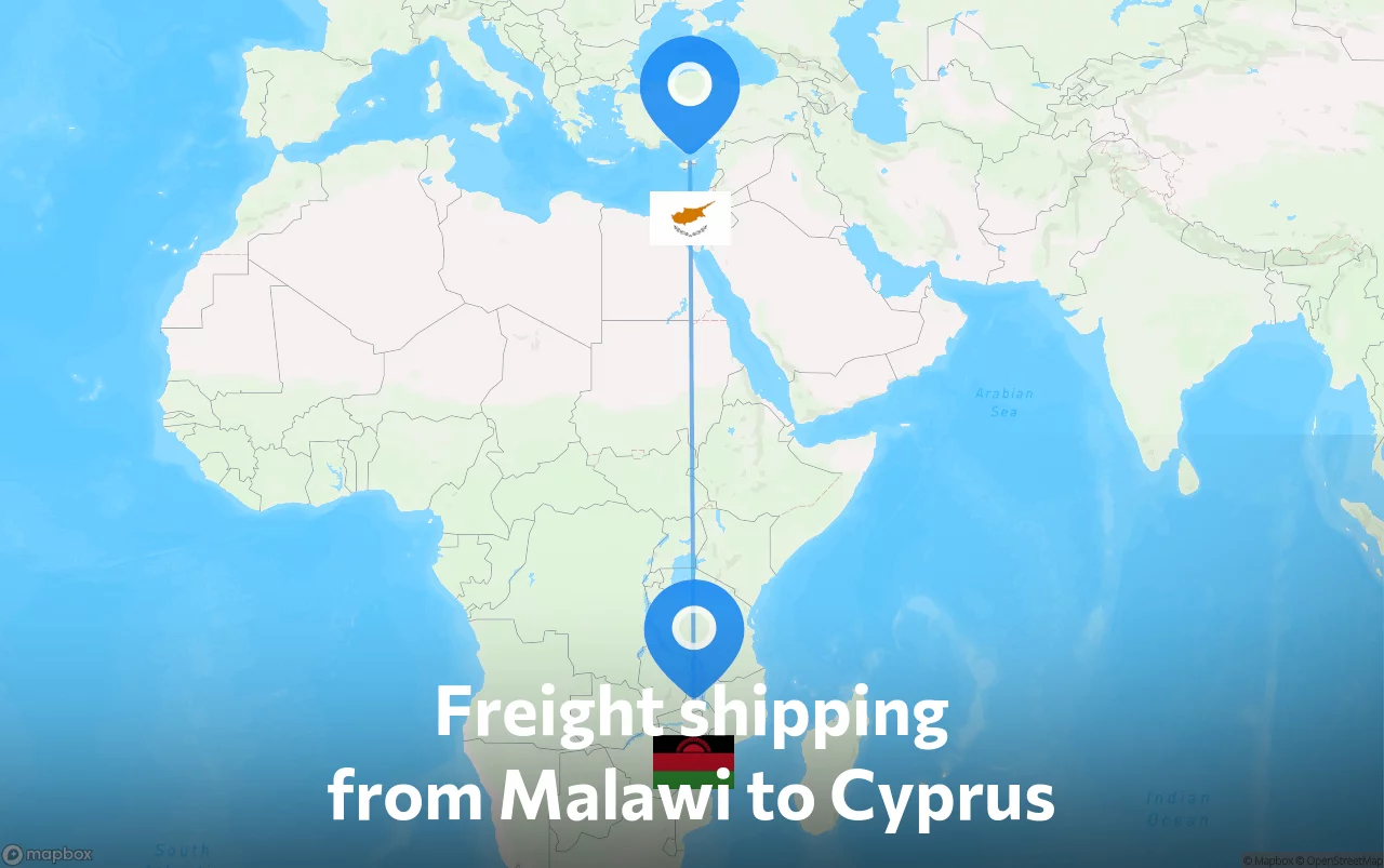 Shipping route from Malawi to Cyprus