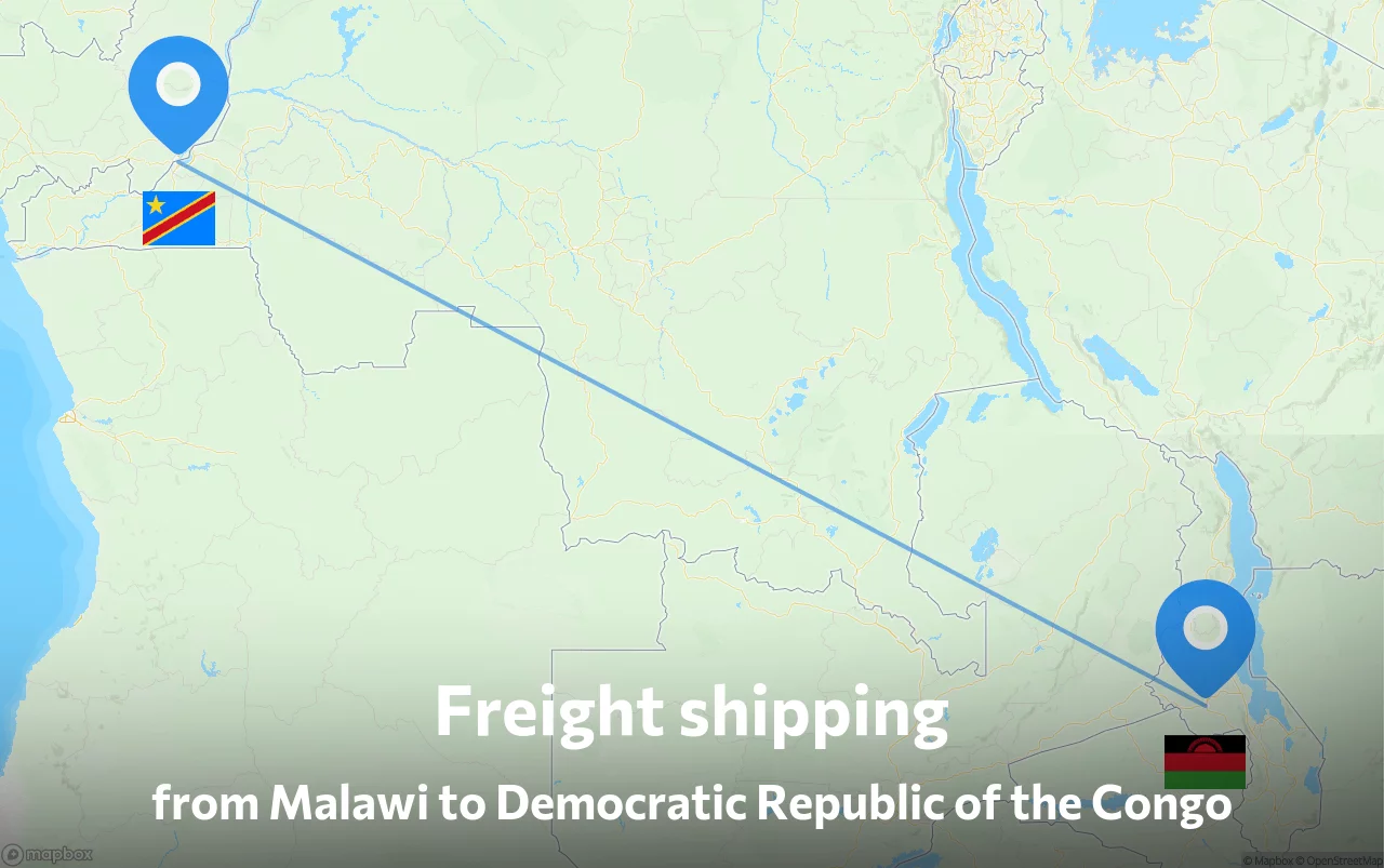Shipping route from Malawi to Democratic Republic of the Congo