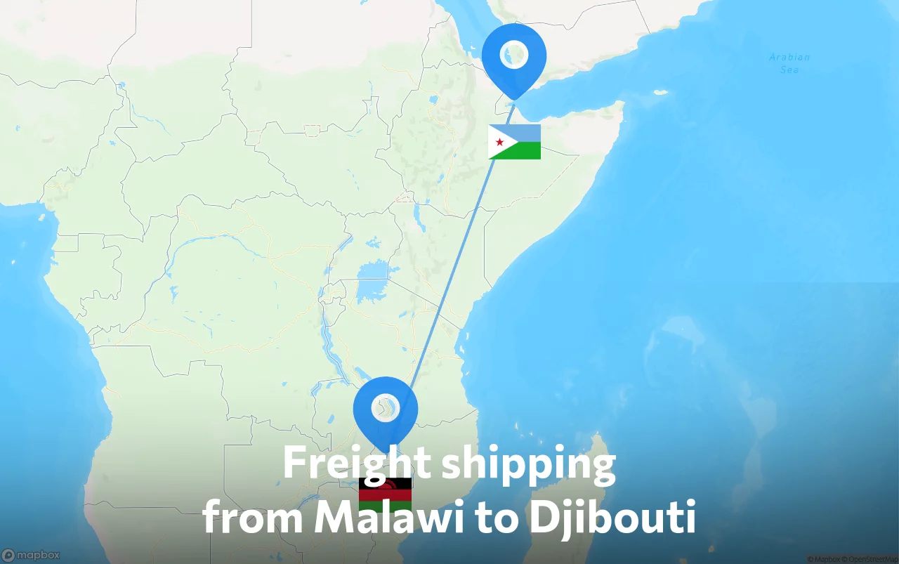Shipping route from Malawi to Djibouti
