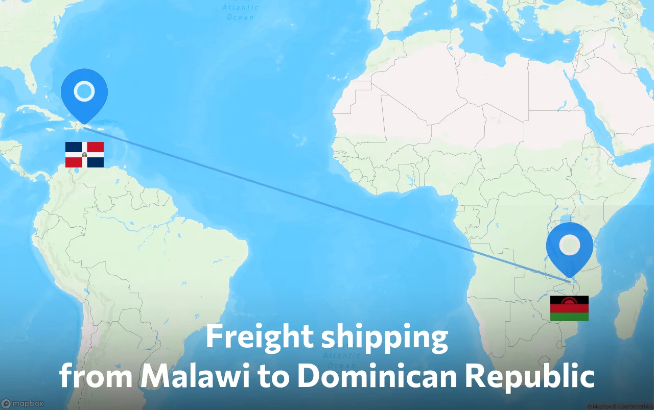 Shipping route from Malawi to Dominican Republic