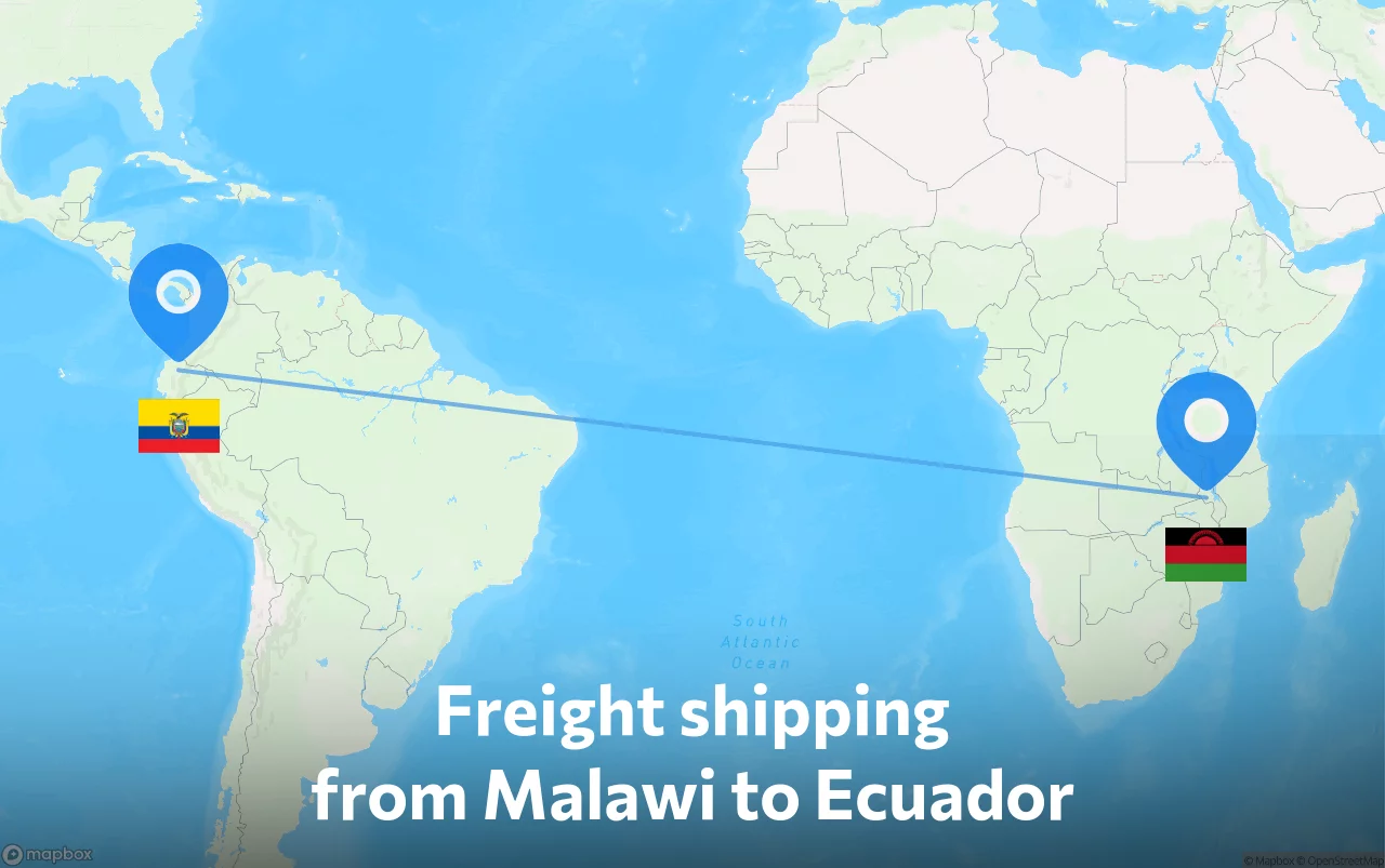 Shipping route from Malawi to Ecuador