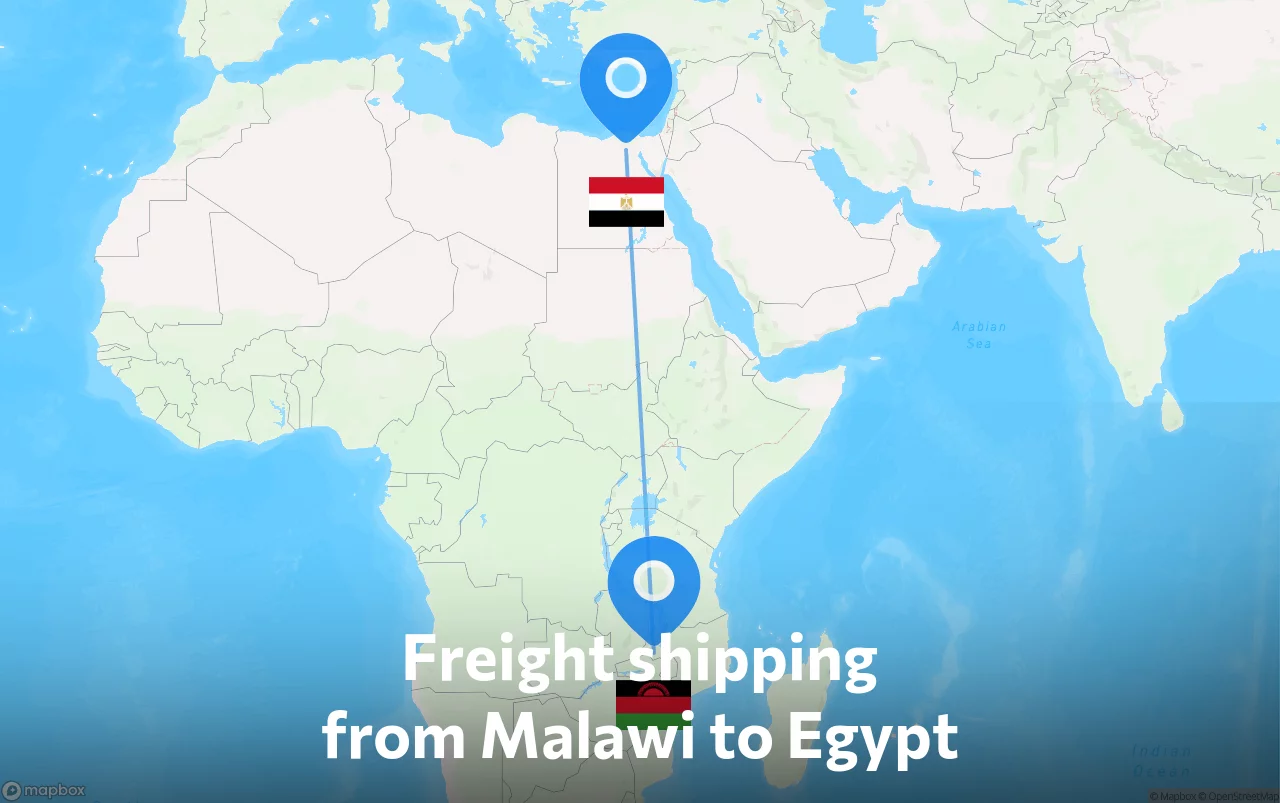 Shipping route from Malawi to Egypt