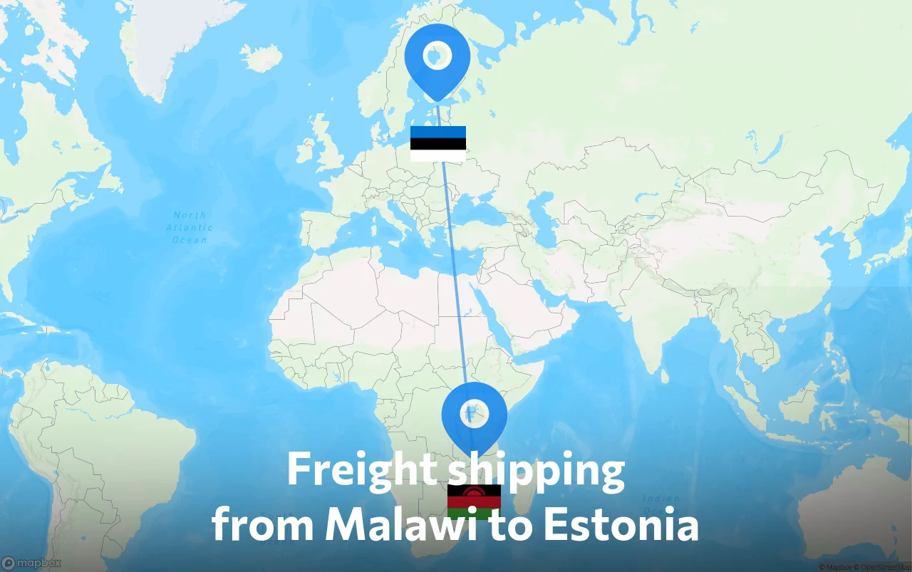 Shipping route from Malawi to Estonia