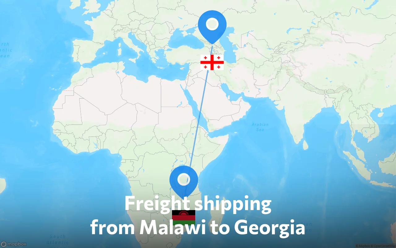 Shipping route from Malawi to Georgia