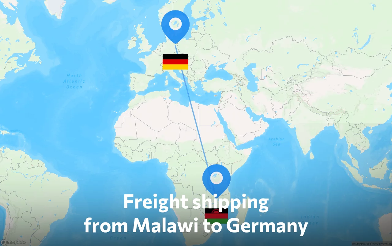 Shipping route from Malawi to Germany