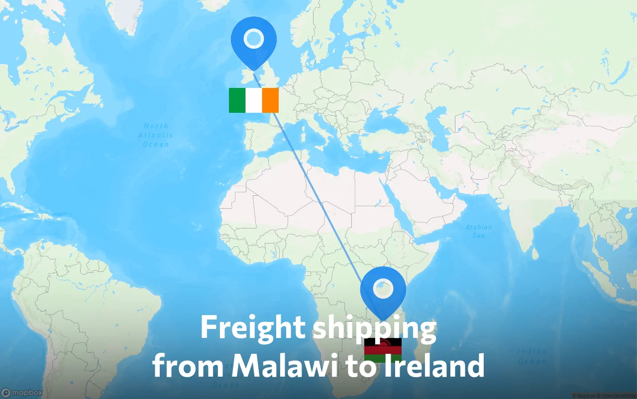 Shipping route from Malawi to Ireland
