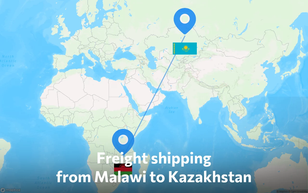 Shipping route from Malawi to Kazakhstan