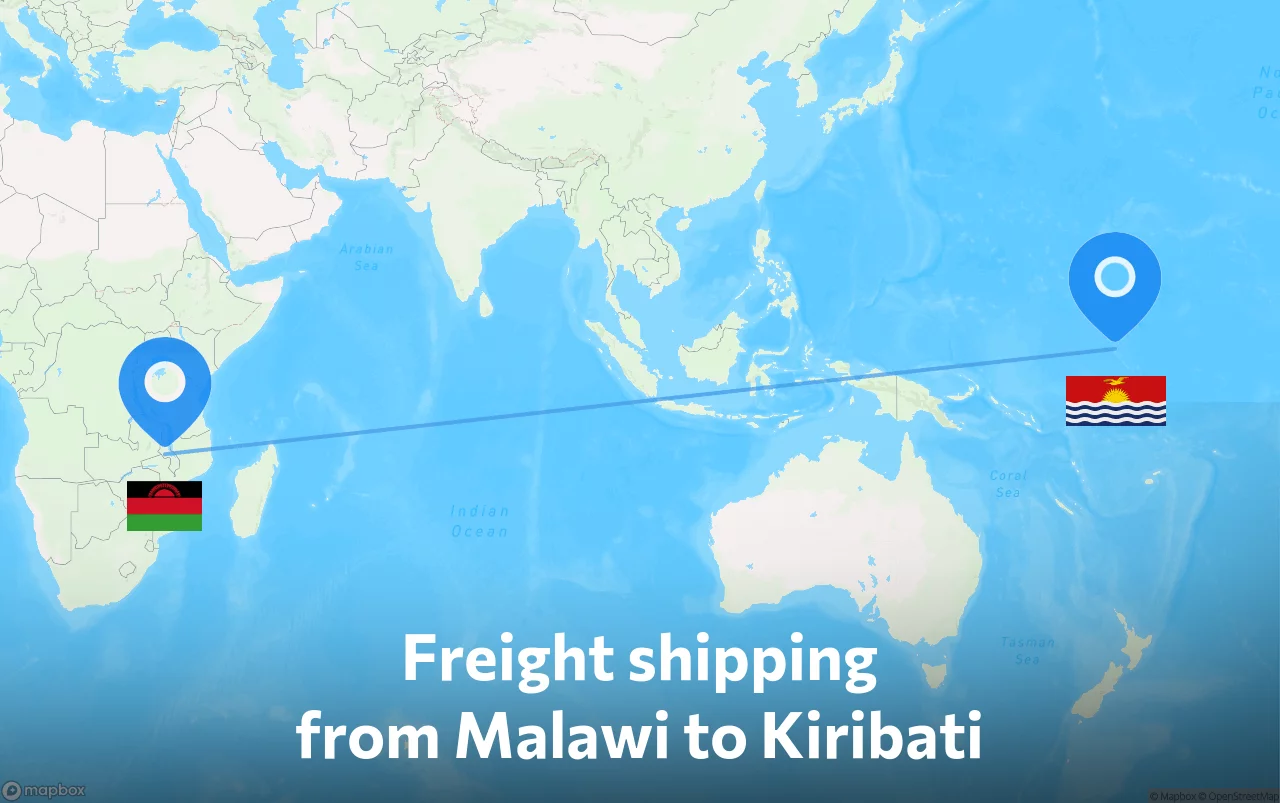 Shipping route from Malawi to Kiribati