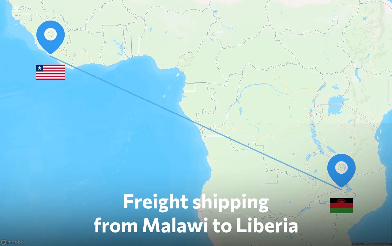 Shipping route from Malawi to Liberia