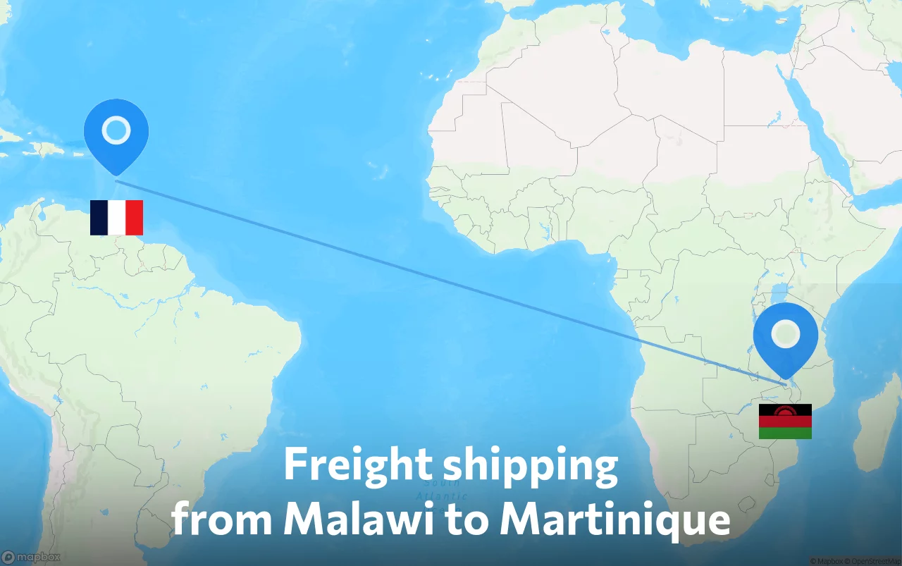 Shipping route from Malawi to Martinique