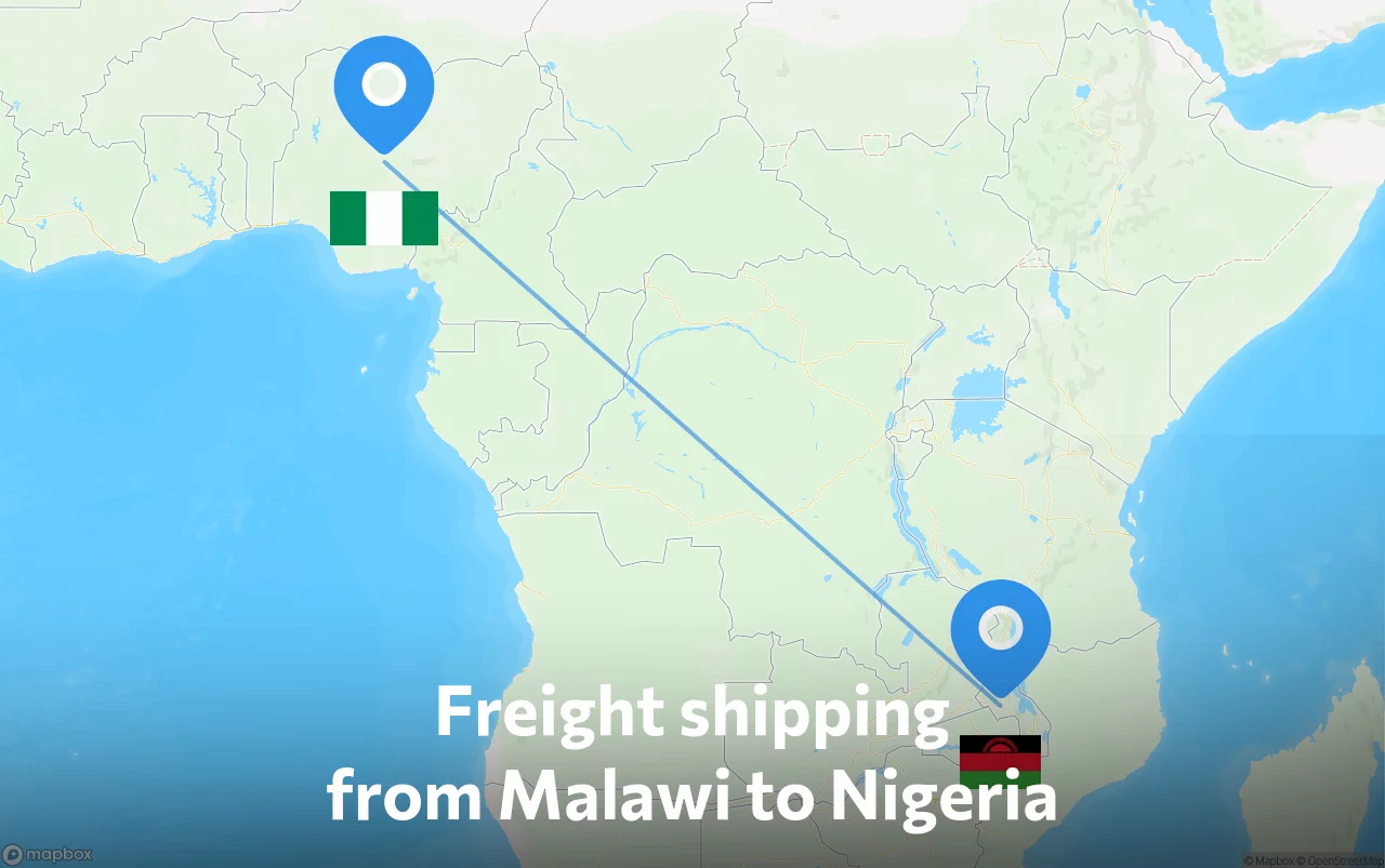 Shipping route from Malawi to Nigeria