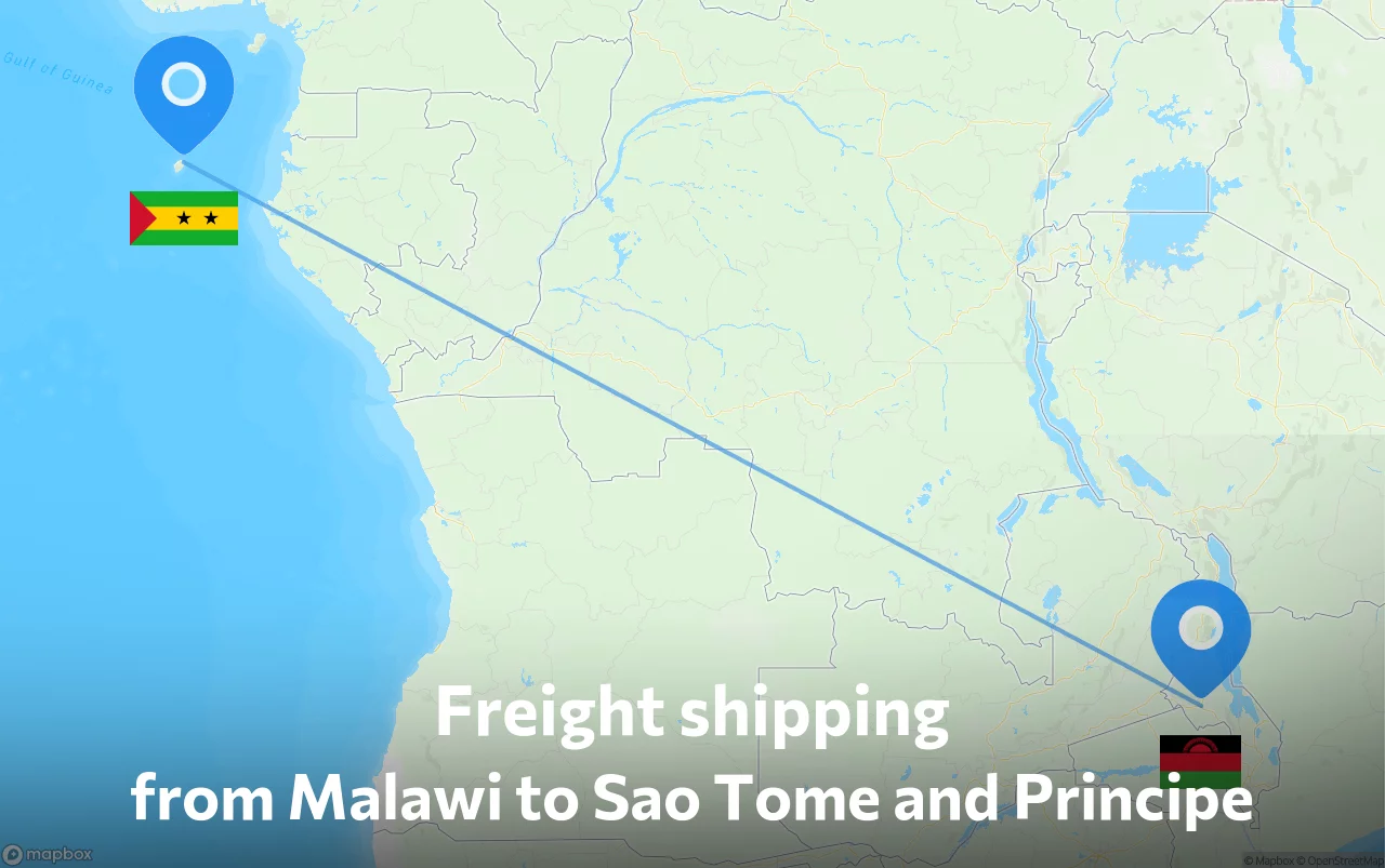 Shipping route from Malawi to Sao Tome and Principe