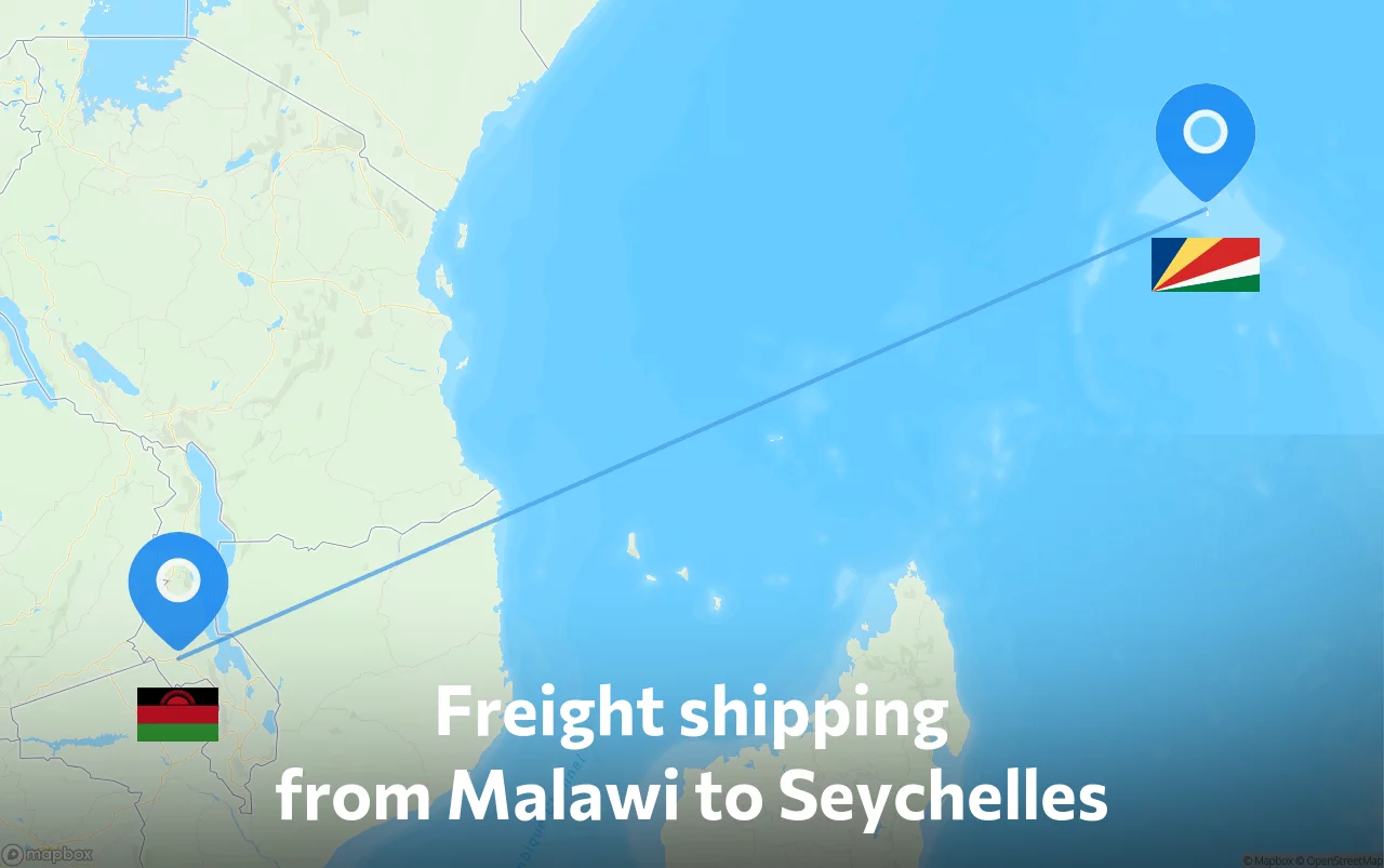 Shipping route from Malawi to Seychelles