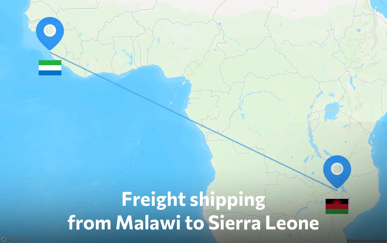Shipping route from Malawi to Sierra Leone