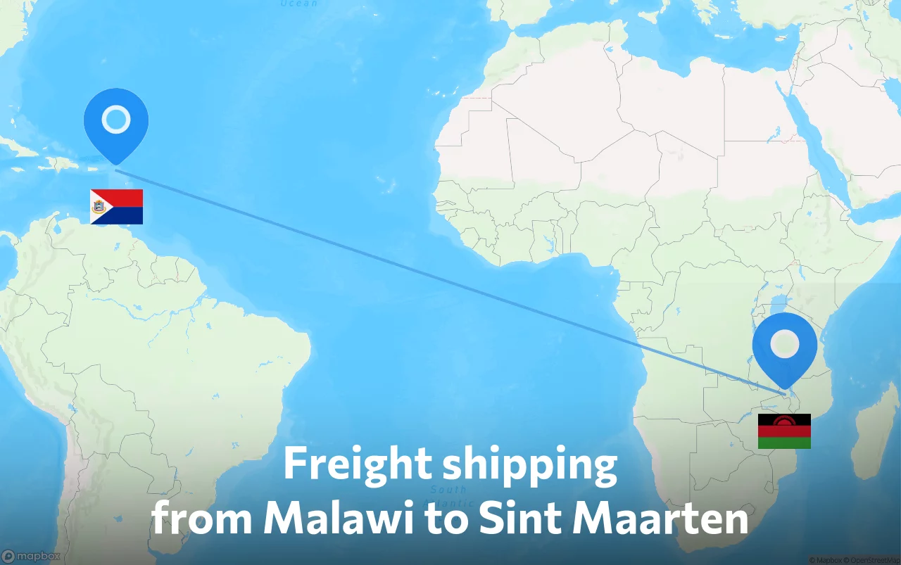 Shipping route from Malawi to Sint Maarten
