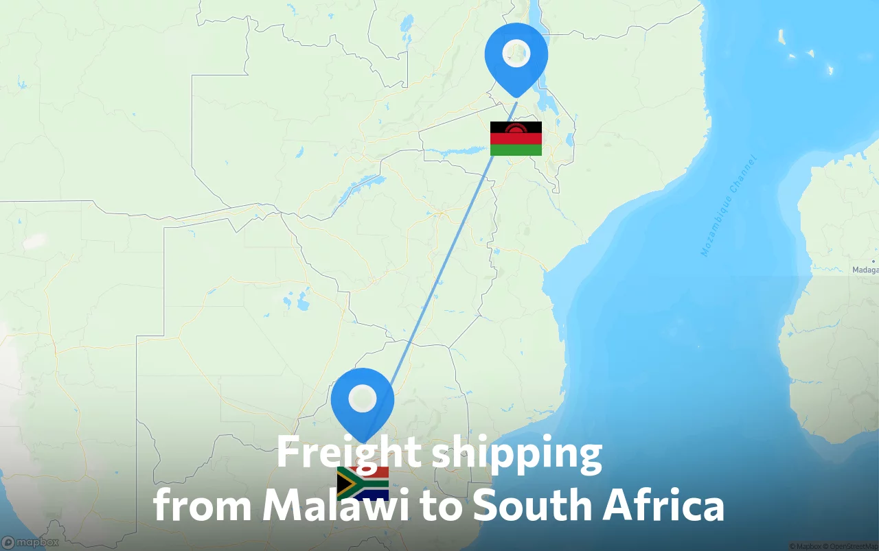 Shipping route from Malawi to South Africa