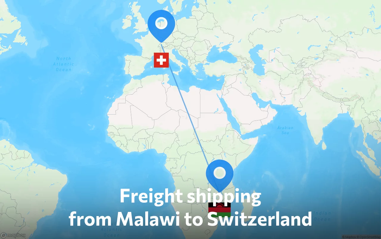 Shipping route from Malawi to Switzerland