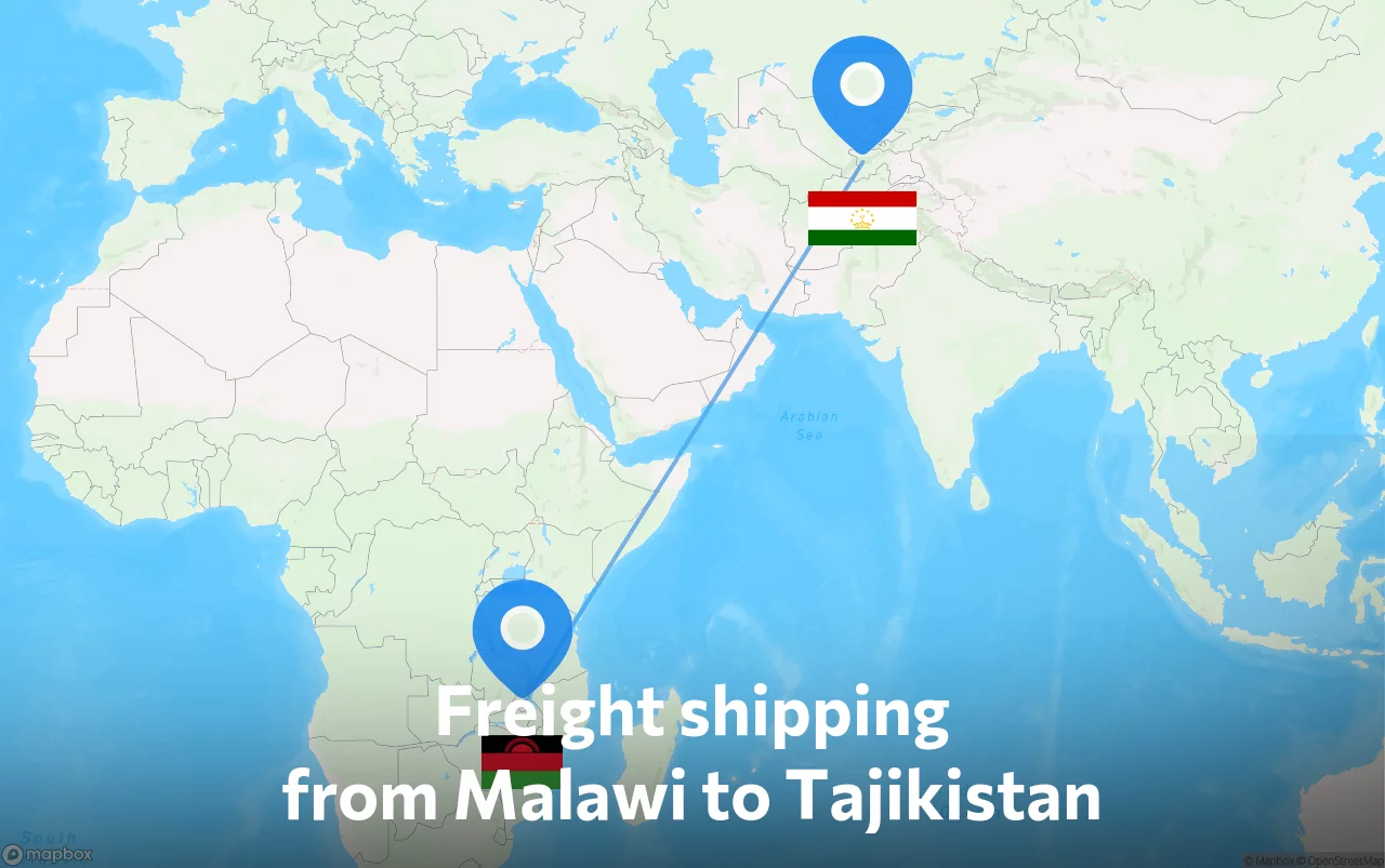 Shipping route from Malawi to Tajikistan