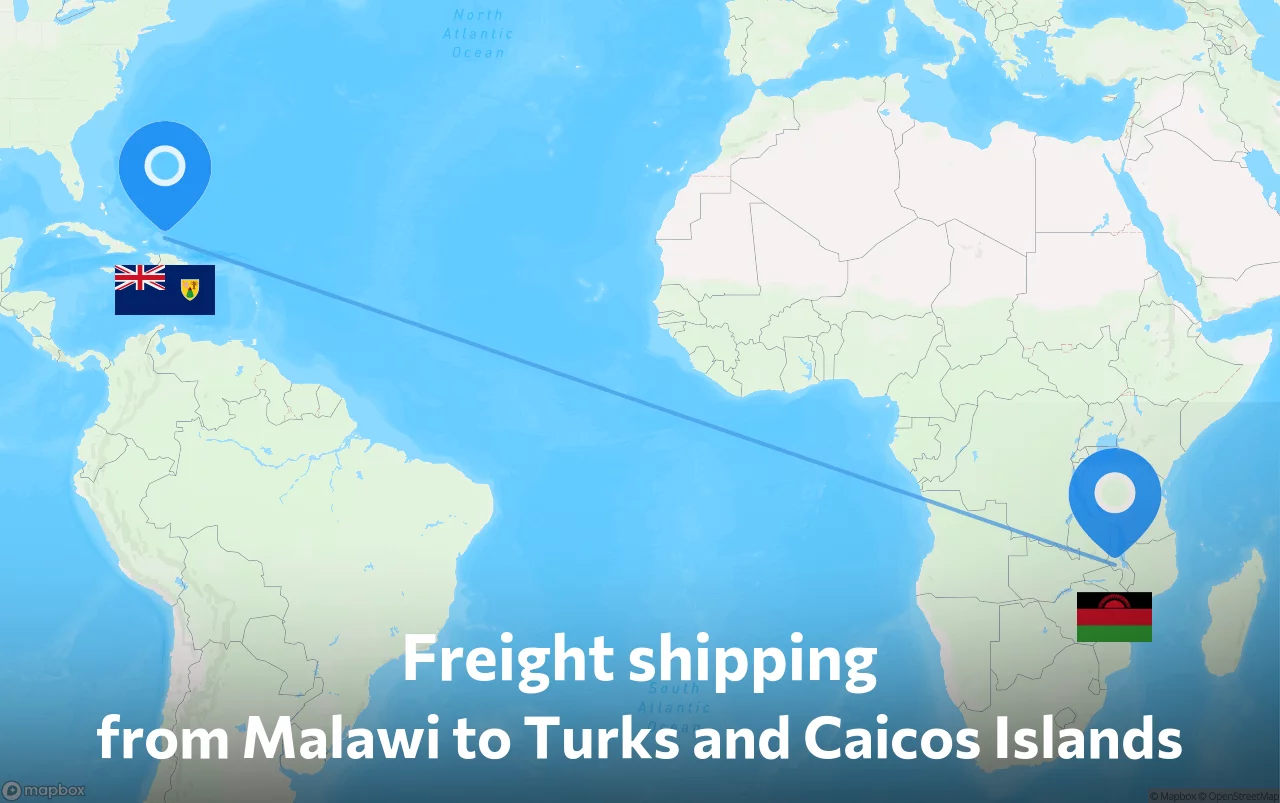 Shipping route from Malawi to Turks and Caicos Islands