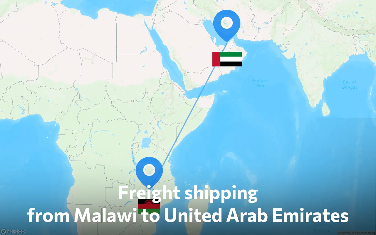 Shipping route from Malawi to United Arab Emirates