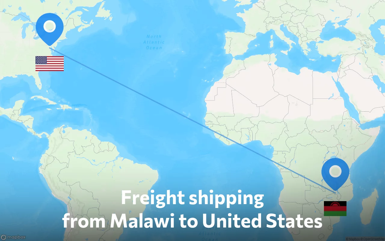 Shipping route from Malawi to United States
