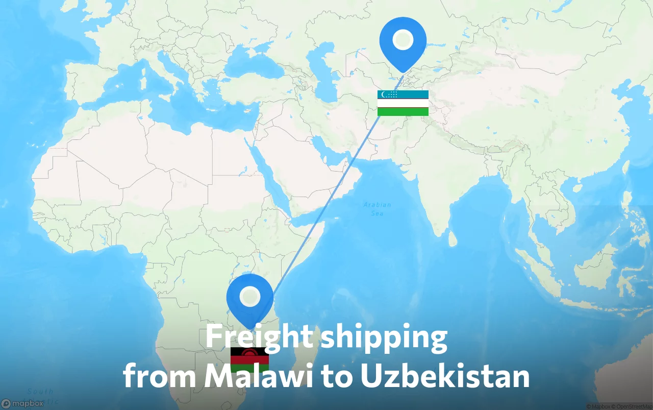 Shipping route from Malawi to Uzbekistan
