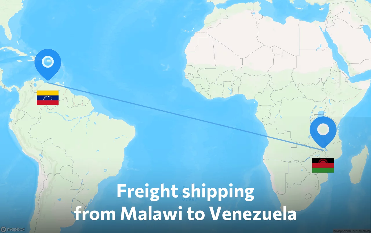 Shipping route from Malawi to Venezuela