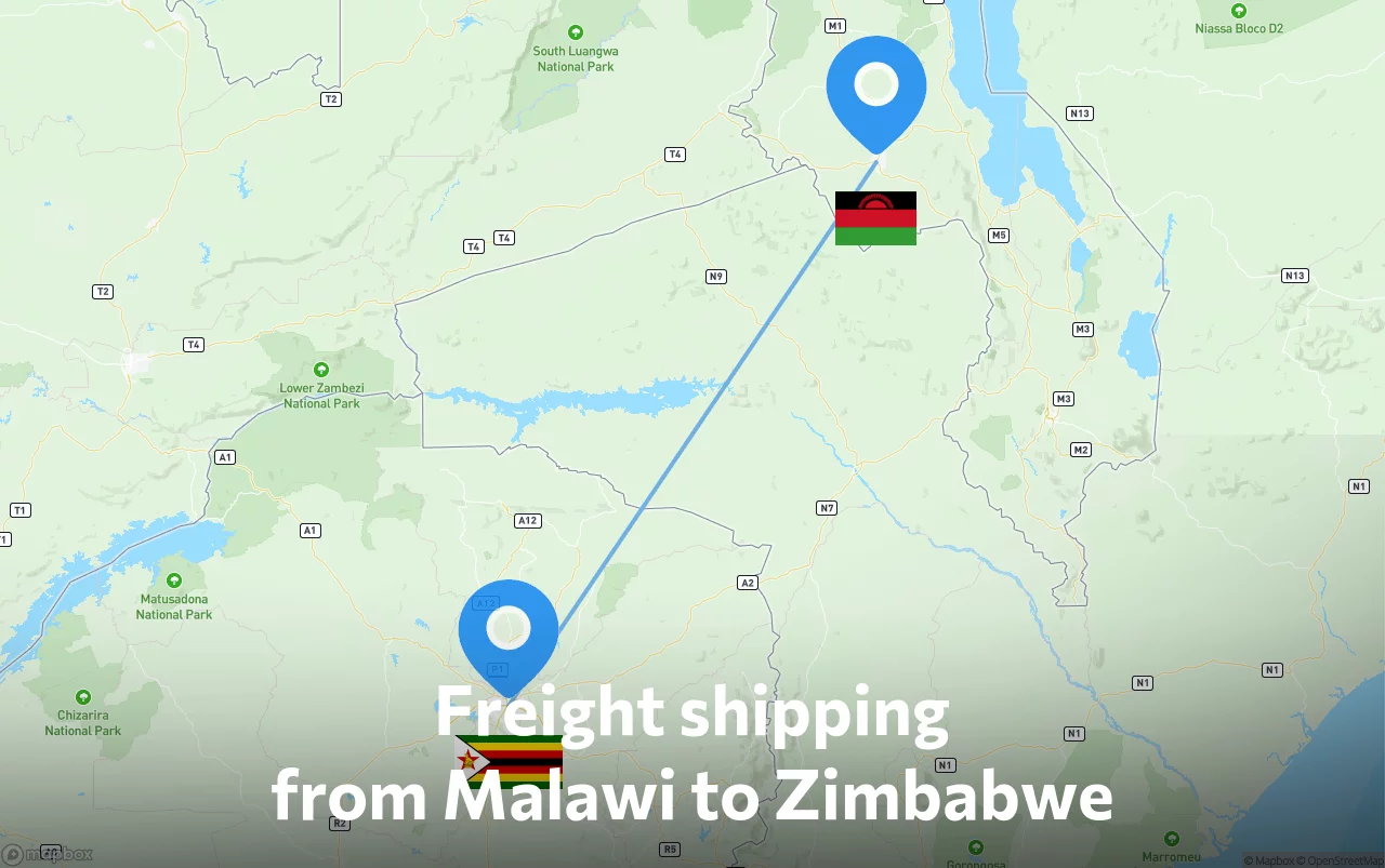 Shipping route from Malawi to Zimbabwe