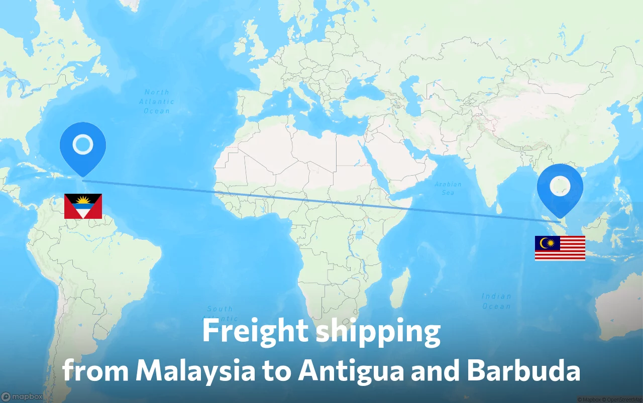 Shipping route from Malaysia to Antigua and Barbuda