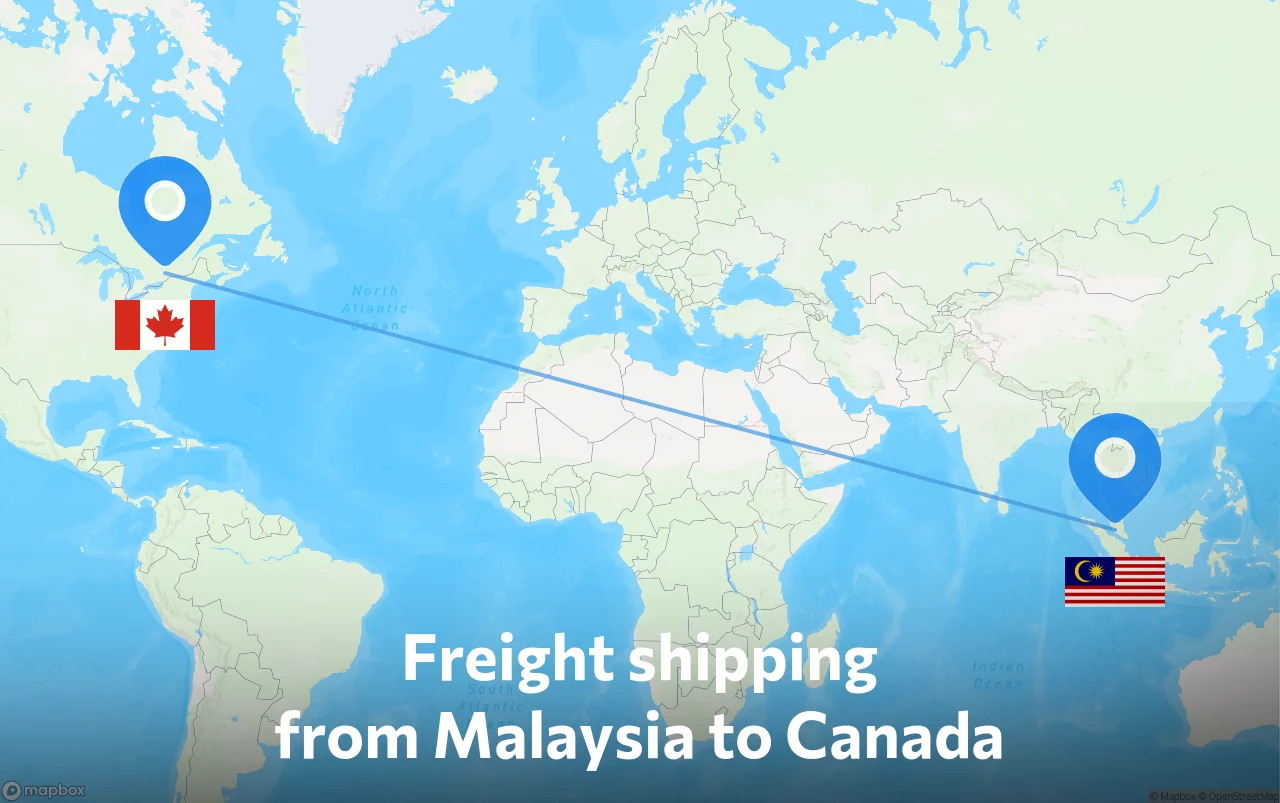 Shipping route from Malaysia to Canada